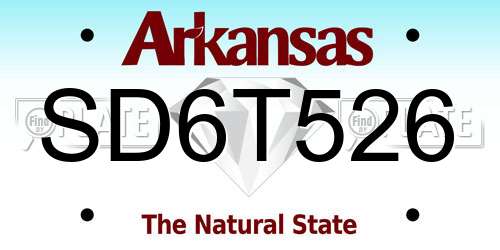 SD6T526 Arkansas License Plate
