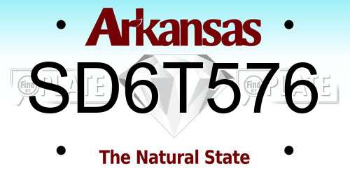 SD6T576 Arkansas License Plate
