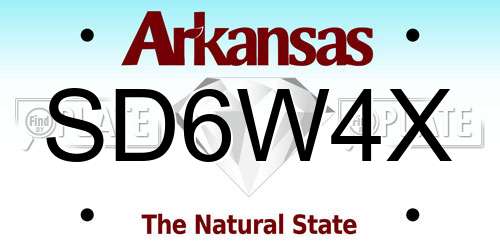 SD6W4X Arkansas License Plate