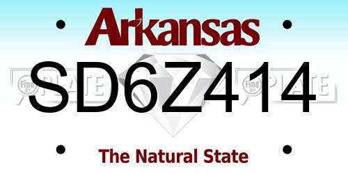 SD6Z414 Arkansas License Plate