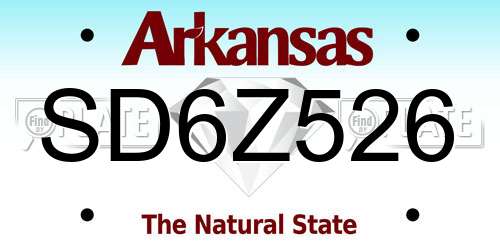 SD6Z526 Arkansas License Plate