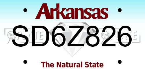 SD6Z826 Arkansas License Plate