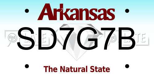 SD7G7B Arkansas License Plate