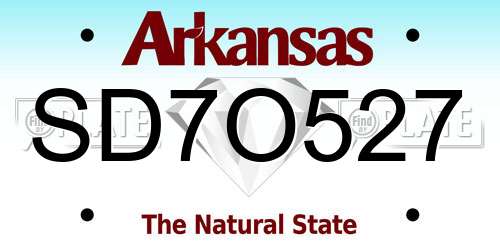 SD7O527 Arkansas License Plate