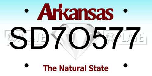 SD7O577 Arkansas License Plate