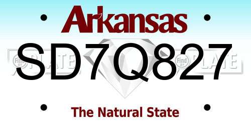 SD7Q827 Arkansas License Plate