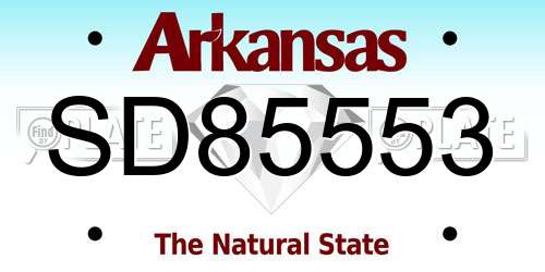 SD85553 Arkansas License Plate