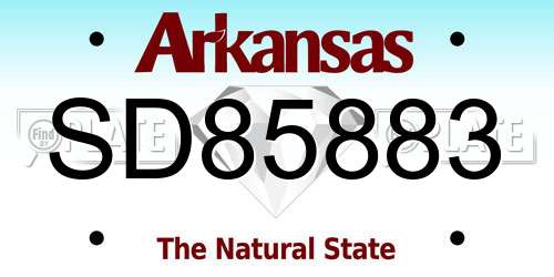 SD85883 Arkansas License Plate