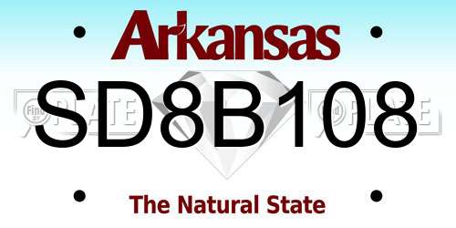 SD8B108 Arkansas License Plate