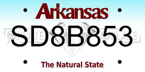 SD8B853 Arkansas License Plate