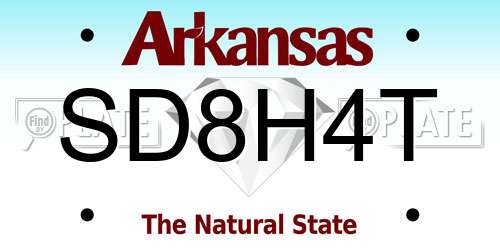 SD8H4T Arkansas License Plate