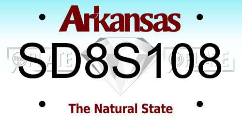 SD8S108 Arkansas License Plate