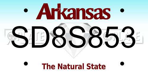 SD8S853 Arkansas License Plate