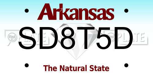 SD8T5D Arkansas License Plate