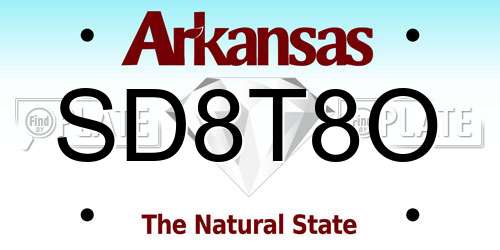 SD8T8O Arkansas License Plate
