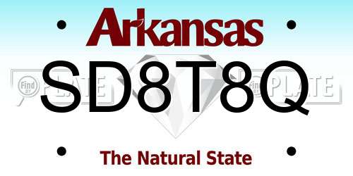 SD8T8Q Arkansas License Plate