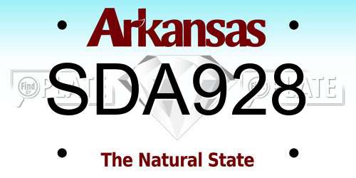 SDA928 Arkansas License Plate
