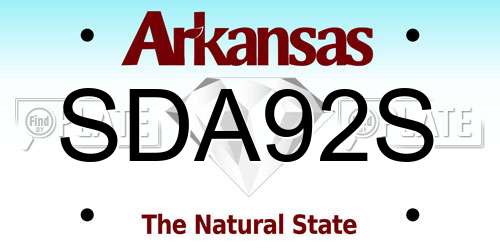 SDA92S Arkansas License Plate