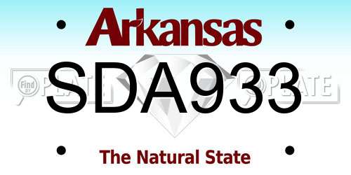SDA933 Arkansas License Plate
