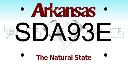 SDA93E Arkansas License Plate