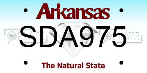 SDA975 Arkansas License Plate