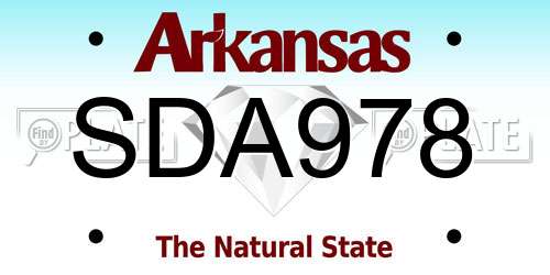 SDA978 Arkansas License Plate
