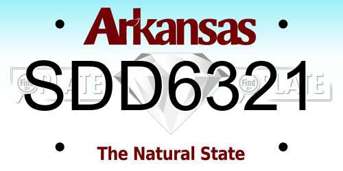 SDD6321 Arkansas License Plate