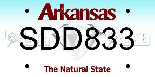 SDD833 Arkansas License Plate