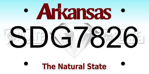SDG7826 Arkansas License Plate
