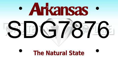 SDG7876 Arkansas License Plate