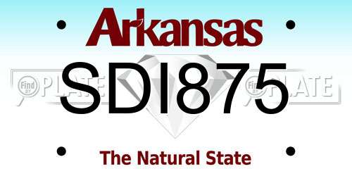 SDI875 Arkansas License Plate