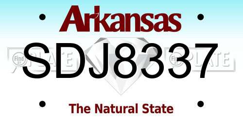 SDJ8337 Arkansas License Plate