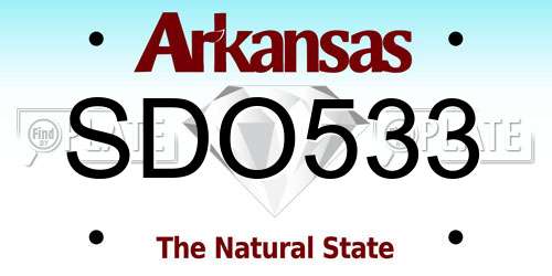 SDO533 Arkansas License Plate