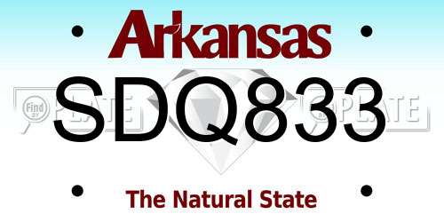 SDQ833 Arkansas License Plate