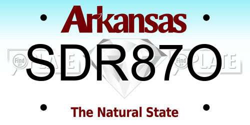 SDR87O Arkansas License Plate