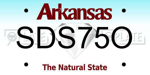 SDS75O Arkansas License Plate