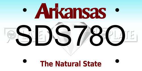 SDS78O Arkansas License Plate