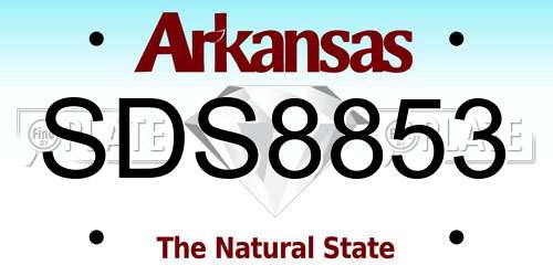 SDS8853 Arkansas License Plate