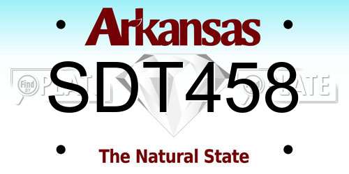 SDT458 Arkansas License Plate