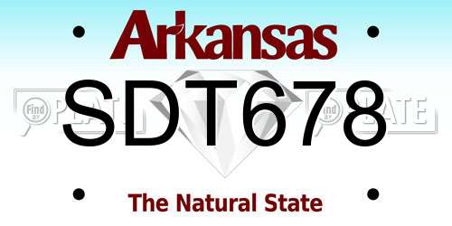 SDT678 Arkansas License Plate