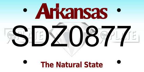SDZ0877 Arkansas License Plate
