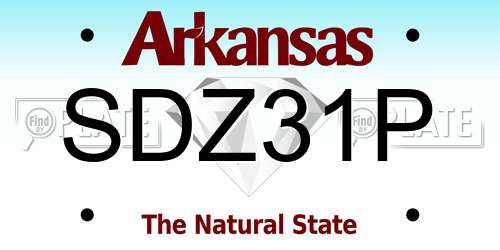 SDZ31P Arkansas License Plate