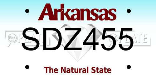 SDZ455 Arkansas License Plate