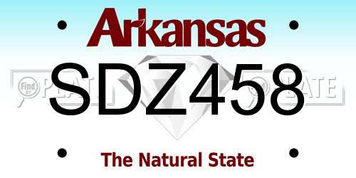 SDZ458 Arkansas License Plate