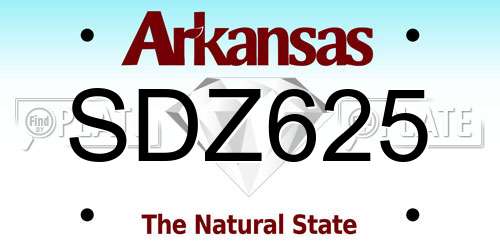 SDZ625 Arkansas License Plate