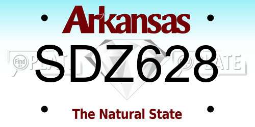 SDZ628 Arkansas License Plate