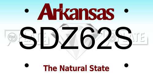 SDZ62S Arkansas License Plate
