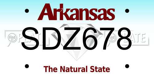 SDZ678 Arkansas License Plate