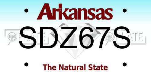 SDZ67S Arkansas License Plate