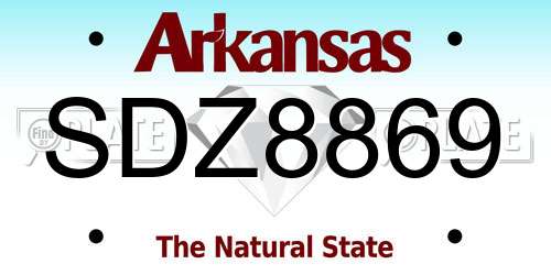 SDZ8869 Arkansas License Plate